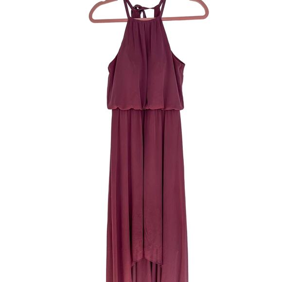 David's Bridal Bridesmaid Dress F19740 Chianti 2 High Low Hemline - Picture 1 of 7